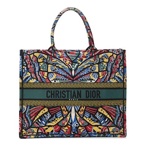 christian dior book tote embroidered canvas